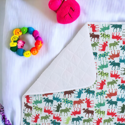 Soft Flannel and Muslin Quilted Toddler Blanket for Toddlers – Reindeer on Snow