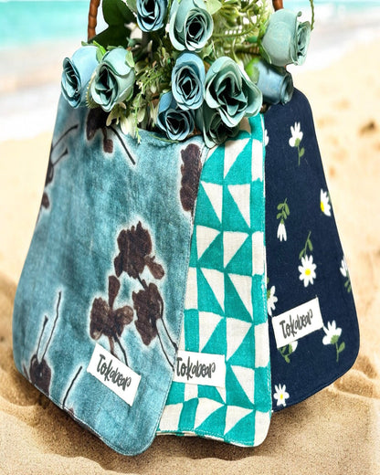 Organic Cotton Muslin Double Layered Extra Large Washcloth - Assorted Set of 3