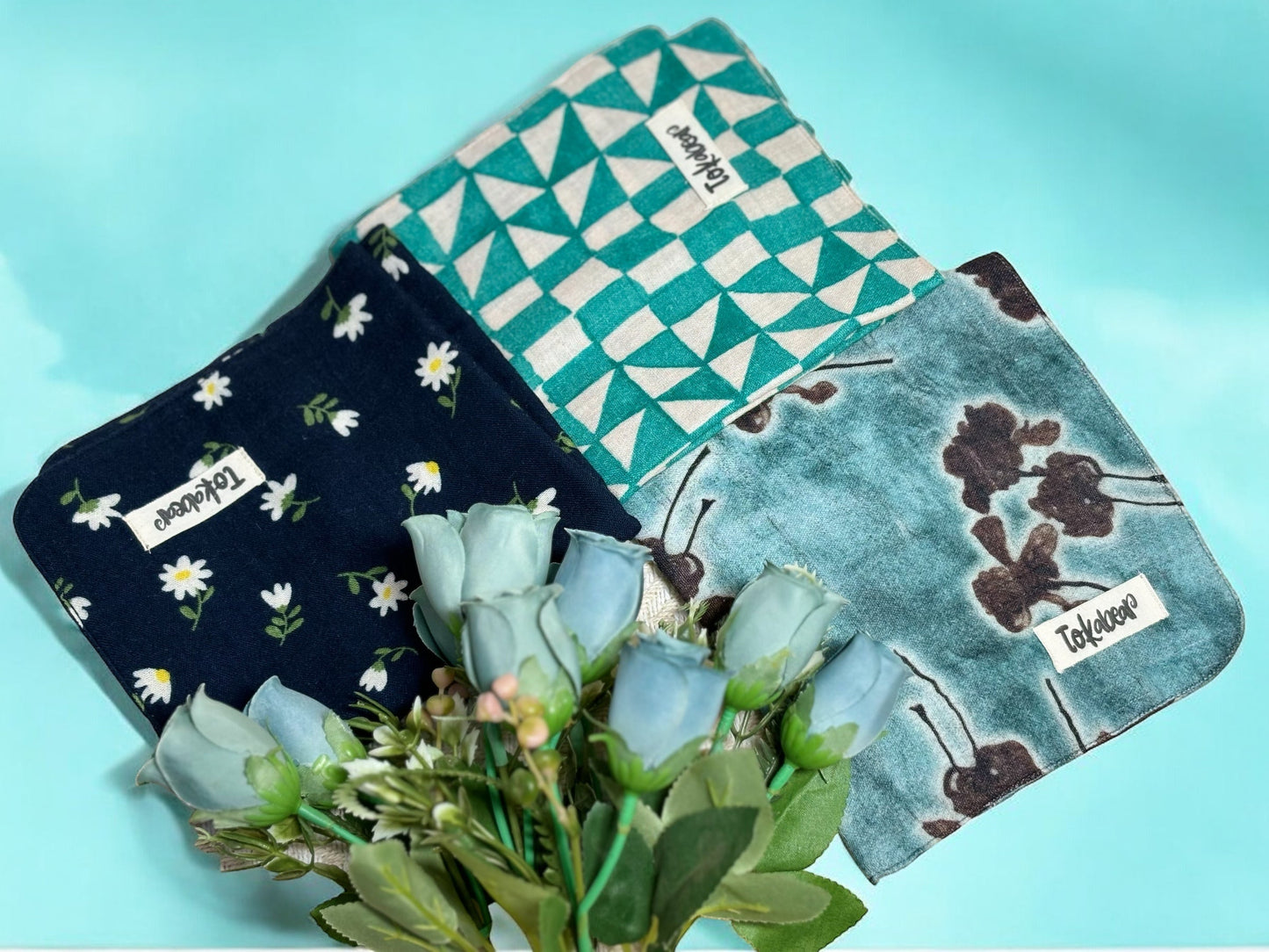 Organic Cotton Muslin Double Layered Extra Large Washcloth - Assorted Set of 3