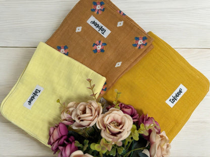 Organic Cotton Muslin Double Layered Extra Large Washcloth - Assorted Set of 3