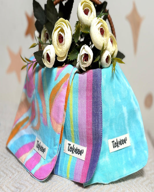 Organic Cotton Muslin Double Layered Extra Large Washcloth - Assorted Set of 3