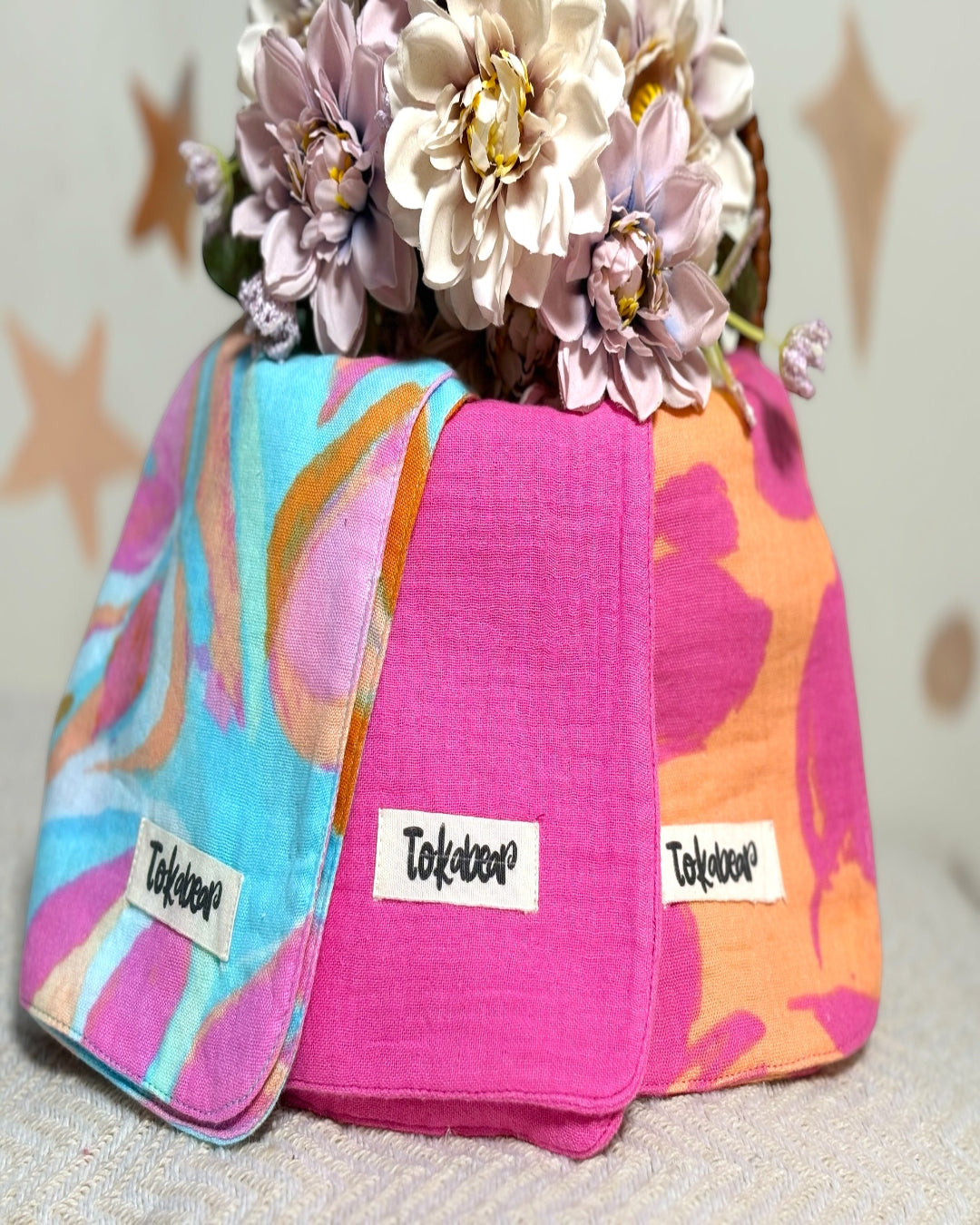 Organic Cotton Muslin Double Layered Extra Large Washcloth - Assorted Set of 3