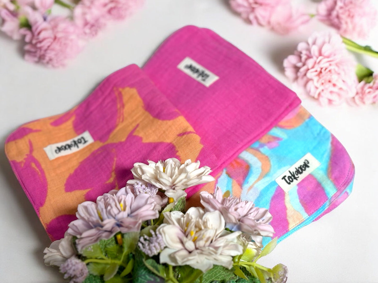 Organic Cotton Muslin Double Layered Extra Large Washcloth - Assorted Set of 3