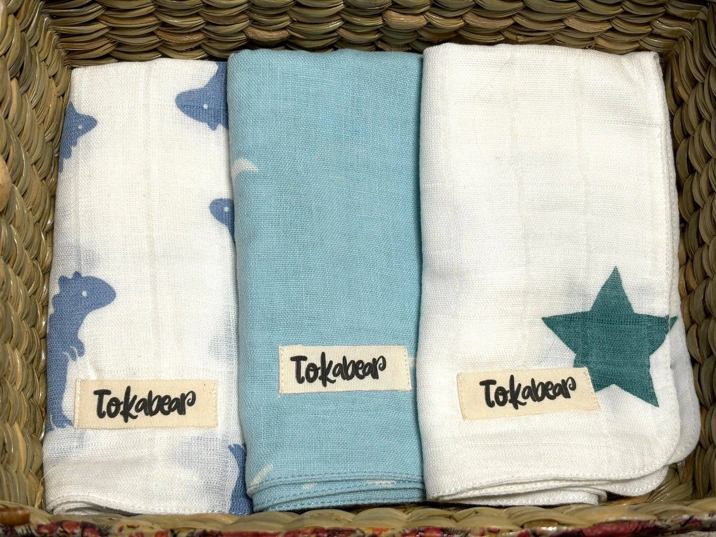 Organic Cotton Muslin Double Layered Extra Large Washcloth - Assorted Set of 3