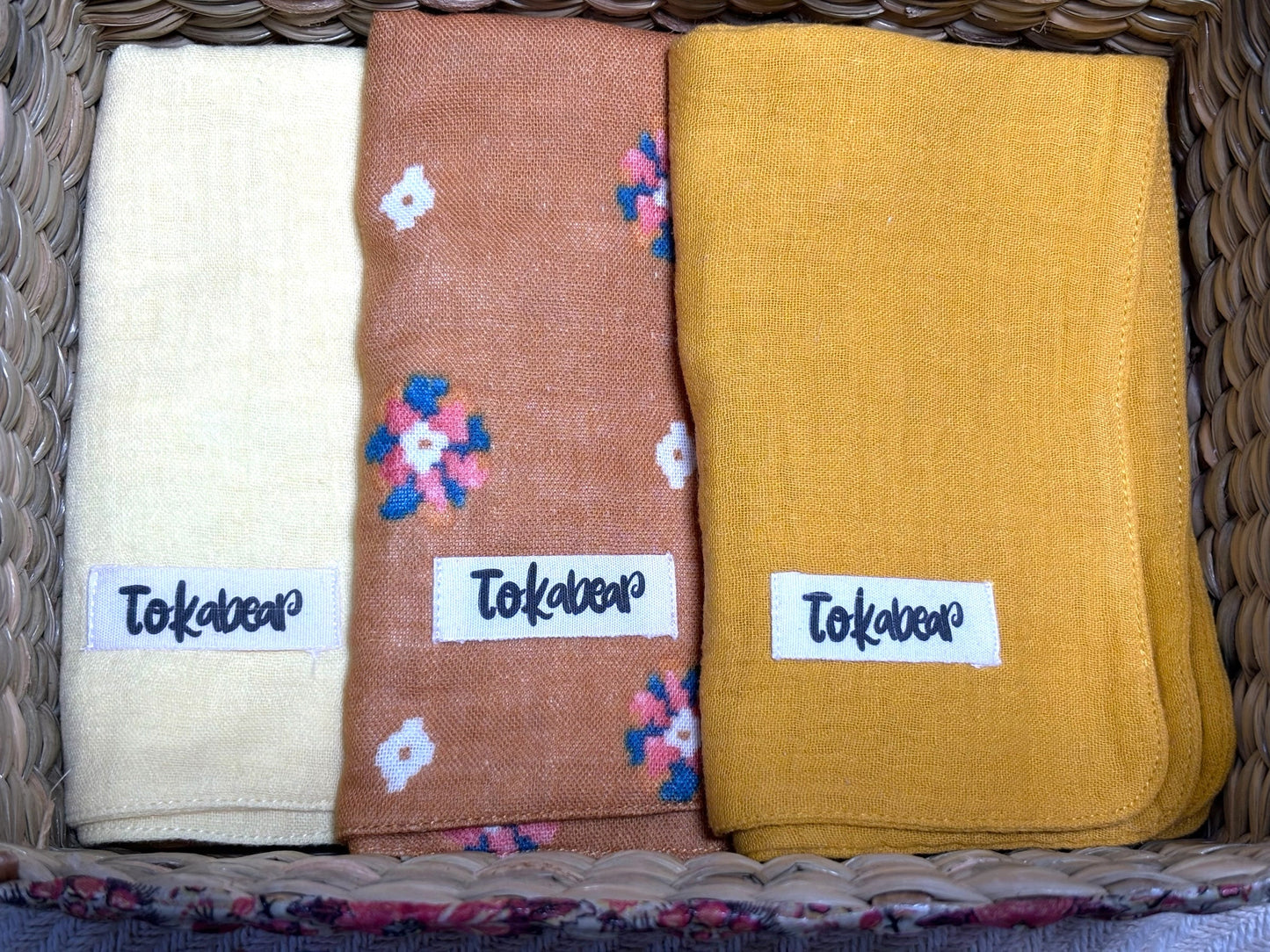 Organic Cotton Muslin Double Layered Extra Large Washcloth - Assorted Set of 3