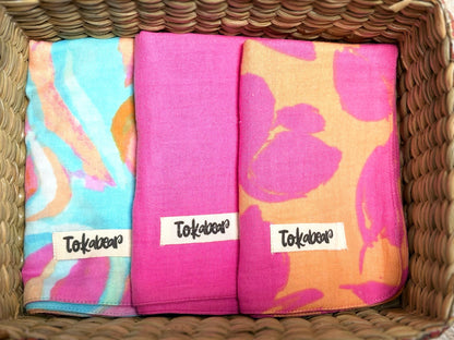 Organic Cotton Muslin Double Layered Extra Large Washcloth - Assorted Set of 3