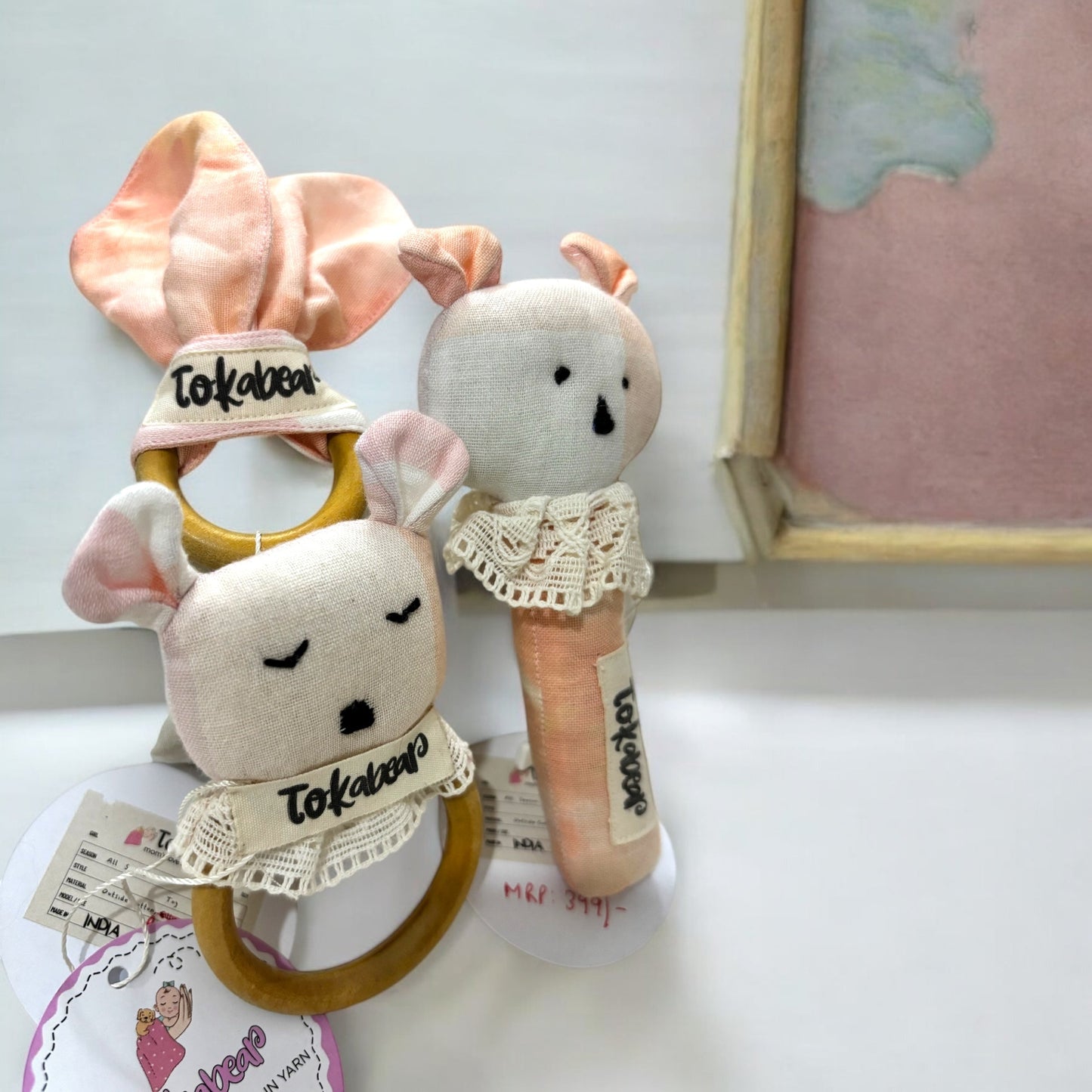 Rattle & Teether Set for Babies – Peachy Mouse