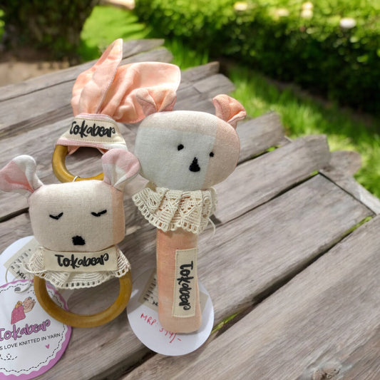 Rattle & Teether Set for Babies – Peachy Mouse