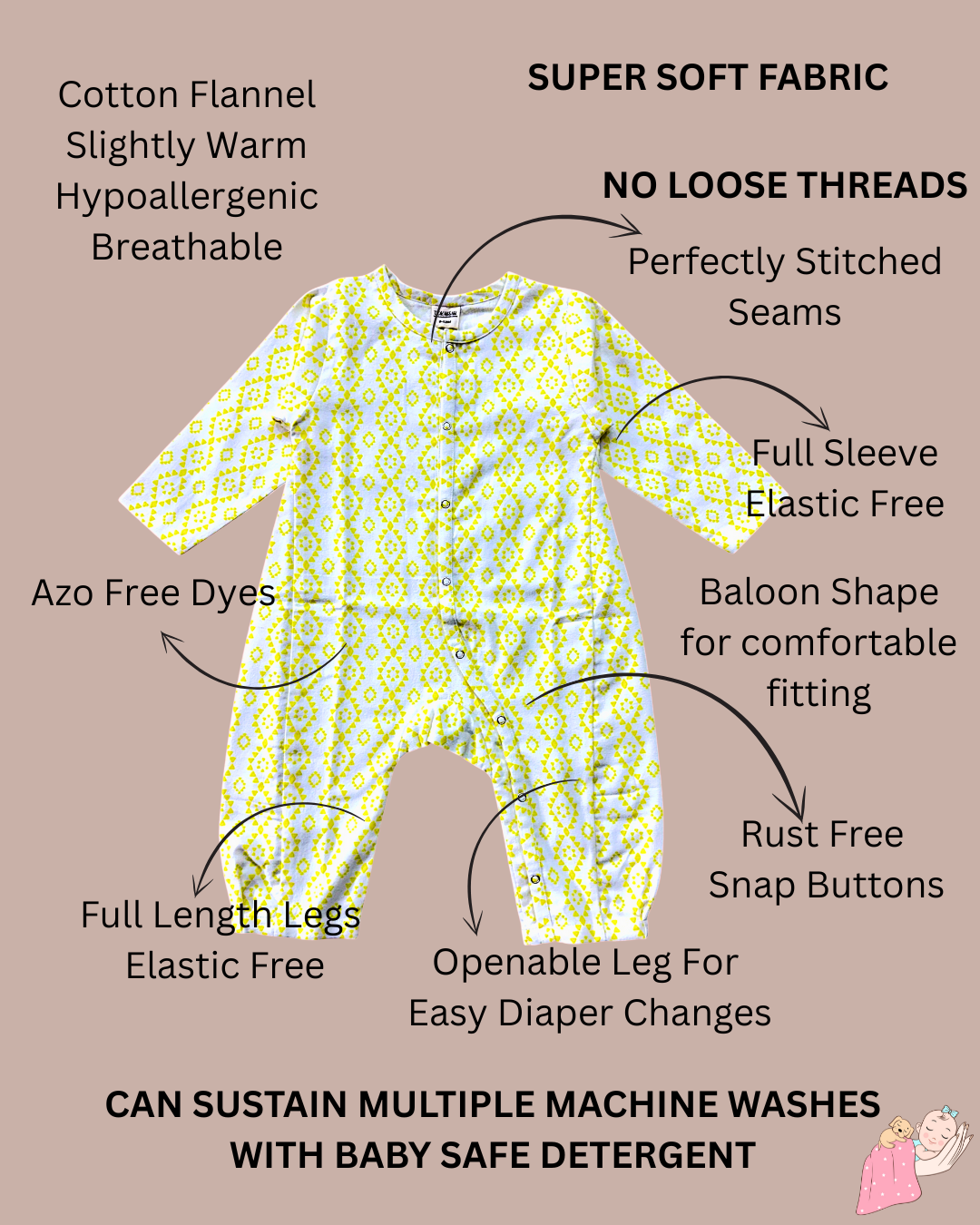 Cotton Flannel Snap Up Rompers - Combo of 2 (Harry Potter)