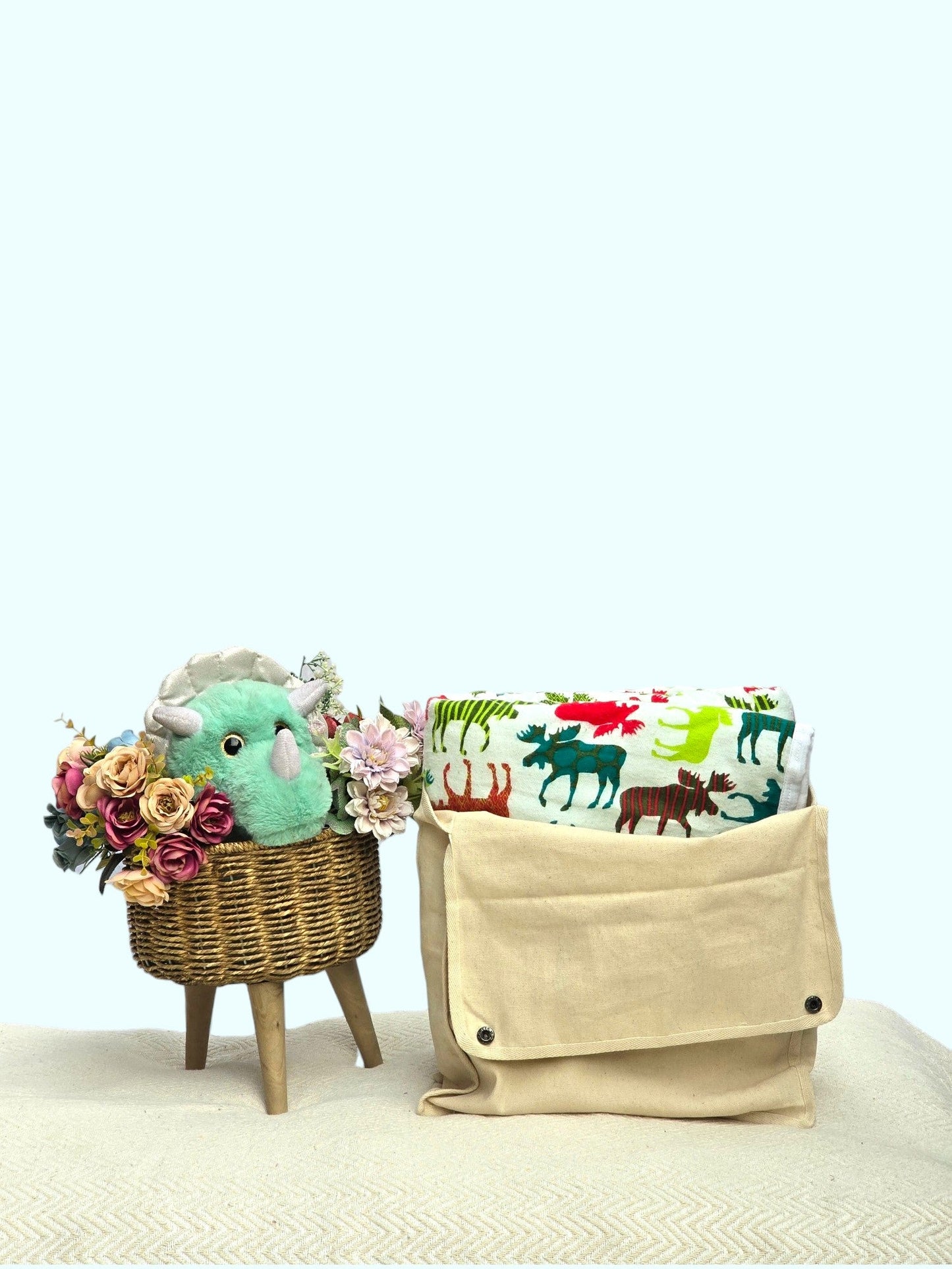 Soft Flannel and Muslin Quilted Toddler Blanket for Toddlers – Reindeer on Snow