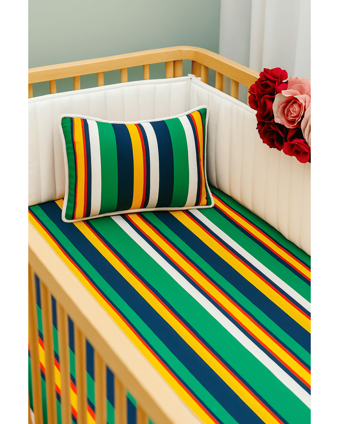 Cotton Bedsheet Set for Baby Crib & Bassinet – with Pillow Filler, Cover, and Safe Keep Pouch (4 Pcs)