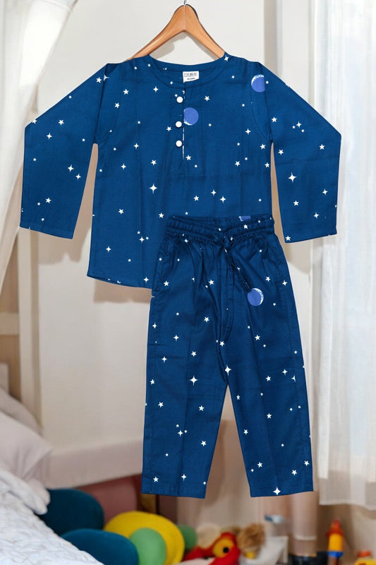 Two-Piece Unisex Cotton Night Suit - Star